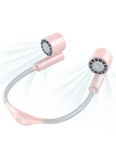 1200mAh Portable USB Charging Hanging Neck Mini Cooling Fan ABS Summer Mute Turbo Fan Cooler - Pink