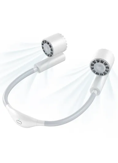 1200mAh Portable USB Charging Hanging Neck Mini Cooling Fan ABS Summer Mute Turbo Fan Cooler - White