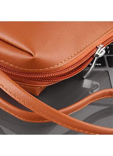 PU Leather Storage Bag Electronic Accessory Organizer With Hand Strap - Pink