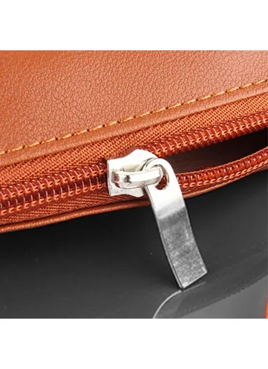 PU Leather Storage Bag Electronic Accessory Organizer With Hand Strap - Pink