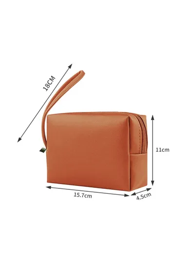 PU Leather Storage Bag Electronic Accessory Organizer With Hand Strap - Pink