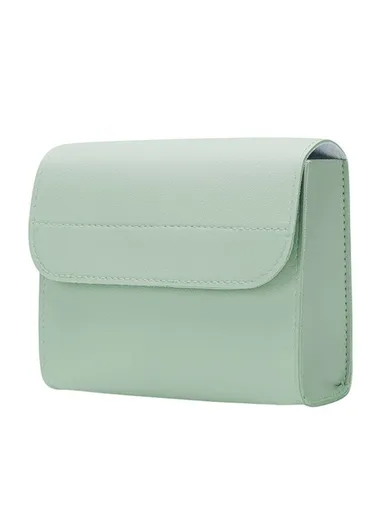 Power Bank Storage Bag Ultra-thin PU Leather Accessories Organizer - Matcha Green