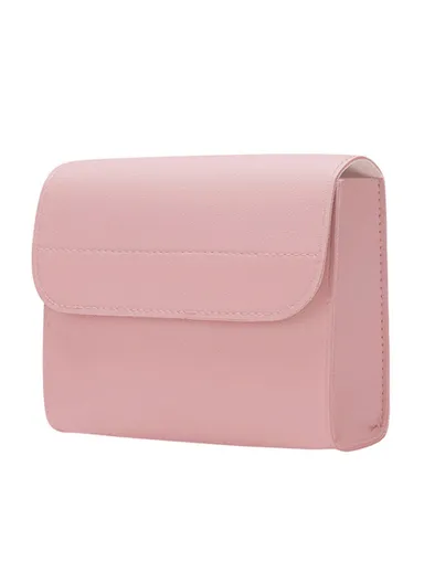 Power Bank Storage Bag Ultra-thin PU Leather Accessories Organizer - Pink