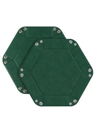 8" PU Leather Sundries Organizer Tray Metal Buttons Design Desktop Storage Tray - Blackish Green