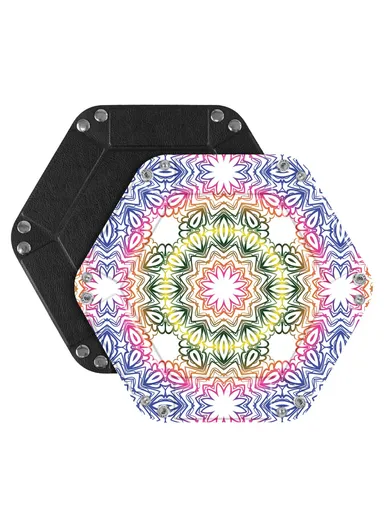 8" PU Leather Sundries Organizer Tray Metal Buttons Design Desktop Storage Tray - Bohemian Yellow