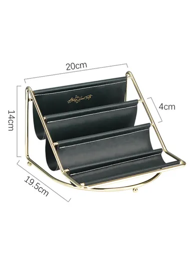 Golden Iron Storage Tray Multi-layer Desktop Organizer Cosmetic Sundries Rack (W20 x D19.5 x H14)cm - Blackish Green