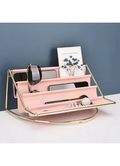 Nordic Multi-layer Desktop Organizer Multi-purpose Golden Iron Storage Tray Cosmetic Sundries Rack - Blue