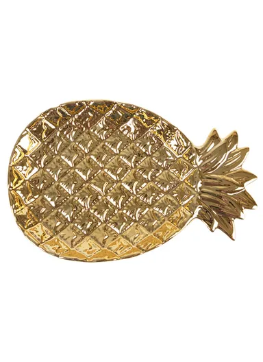 Nordic Style Pineapple Shape Ceramic Plate Storage Tray Fruit Tray Jewelry Storage Tabletop Ornament - Gold