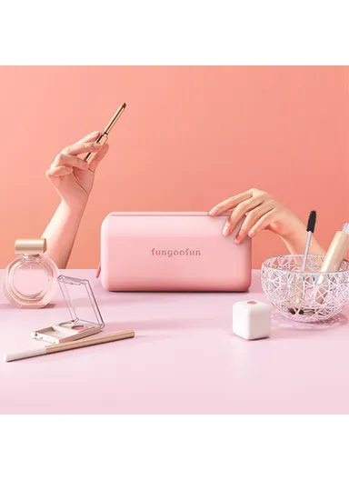 Rectangle Shape Digital Accessories Storage Case Mouse Power Bank Cable Charger EVA Carrying Bag - Pink