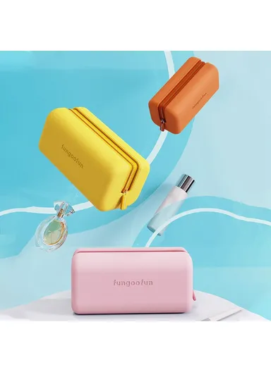 Rectangle Shape Digital Accessories Storage Case Mouse Power Bank Cable Charger EVA Carrying Bag - Pink