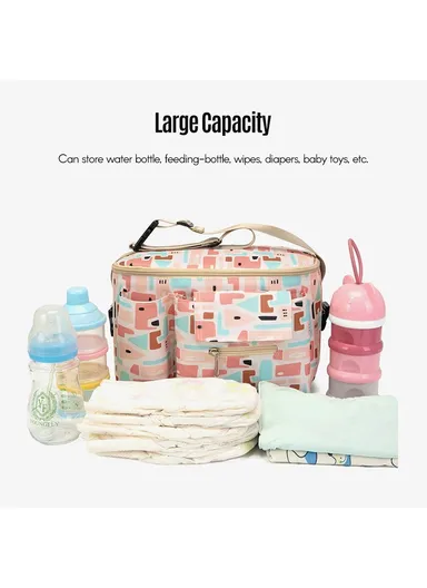 Large Capacity Baby Diaper Bag Dual Straps for Travel Stroller Bag Motorcycle Bicycle Storage Case - Grey