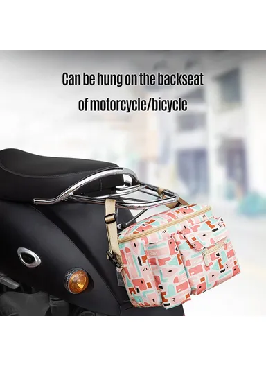 Large Capacity Baby Diaper Bag Dual Straps for Travel Stroller Bag Motorcycle Bicycle Storage Case - Grey
