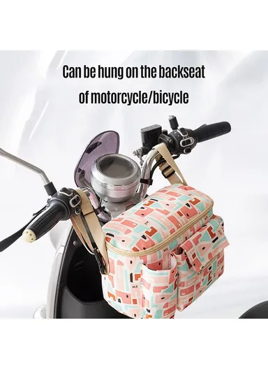 Large Capacity Baby Diaper Bag Dual Straps for Travel Stroller Bag Motorcycle Bicycle Storage Case - Grey