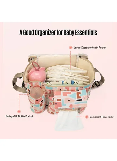 Large Capacity Baby Diaper Bag Dual Straps for Travel Stroller Bag Motorcycle Bicycle Storage Case - Grey