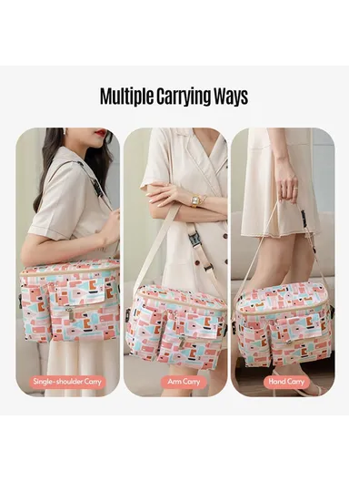 Large Capacity Baby Diaper Bag Dual Straps for Travel Stroller Bag Motorcycle Bicycle Storage Case - Grey