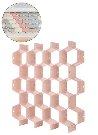 Adjustable Drawer Honeycomb Clapboard Partition Divider Box Separator DIY Organizer Sorting Panties Socks Storage Case - Pink
