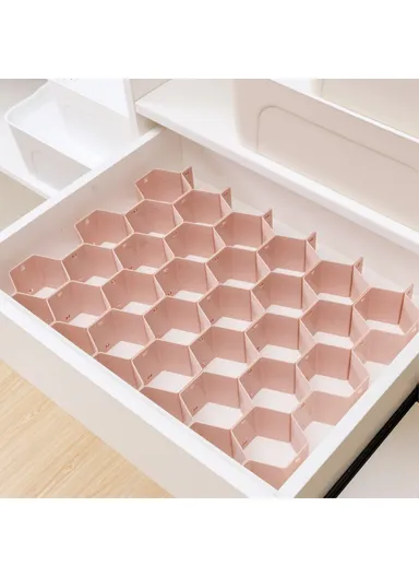 Adjustable Drawer Honeycomb Clapboard Partition Divider Box Separator DIY Organizer Sorting Panties Socks Storage Case - Pink