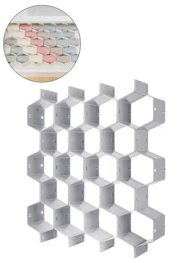Adjustable Drawer Honeycomb Clapboard Partition Divider Box Separator DIY Organizer Sorting Panties Socks Storage Case - Grey