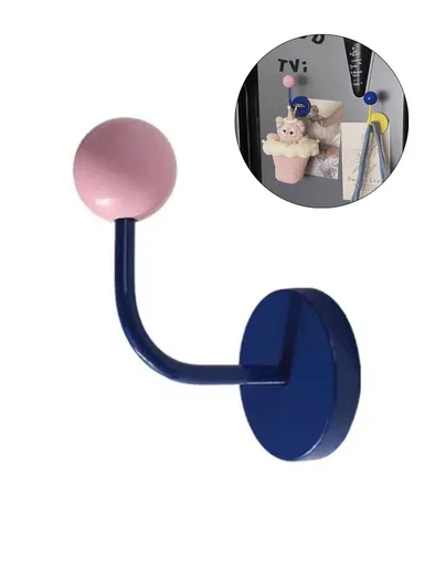 No-punch Powerful Magnetic Hook Iron+Wood Ball Home Hanging Hook R20231117 - Blue