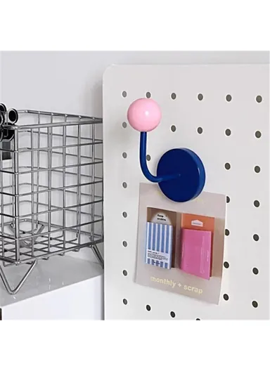 No-punch Powerful Magnetic Hook Iron+Wood Ball Home Hanging Hook R20231117 - Blue