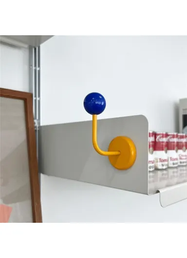 No-punch Powerful Magnetic Hook Iron+Wood Ball Home Hanging Hook R20231117 - Yellow