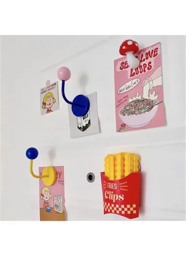 No-punch Powerful Magnetic Hook Iron+Wood Ball Home Hanging Hook R20231117 - Yellow