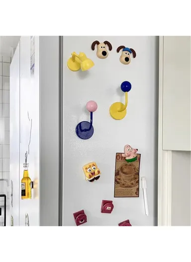 No-punch Powerful Magnetic Hook Iron+Wood Ball Home Hanging Hook R20231117 - Yellow