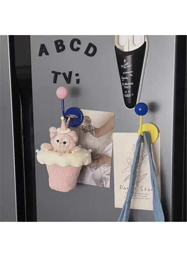 No-punch Powerful Magnetic Hook Iron+Wood Ball Home Hanging Hook R20231117 - Yellow