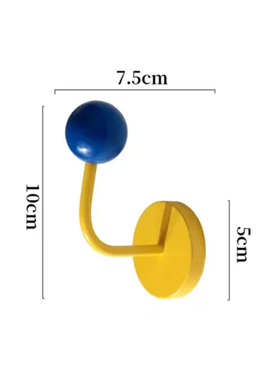 No-punch Powerful Magnetic Hook Iron+Wood Ball Home Hanging Hook R20231117 - Yellow
