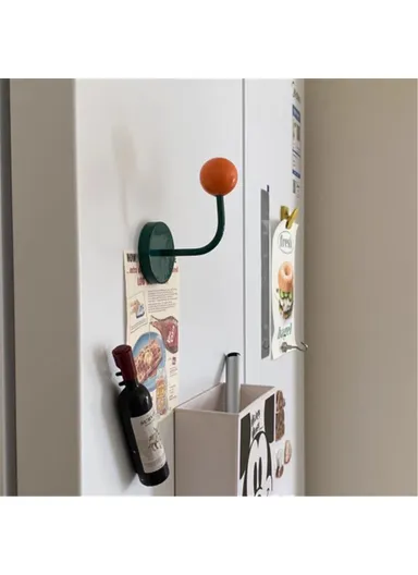 No-punch Powerful Magnetic Hook Iron+Wood Ball Home Hanging Hook R20231117 - Green
