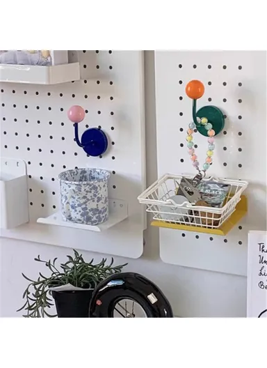 No-punch Powerful Magnetic Hook Iron+Wood Ball Home Hanging Hook R20231117 - Green