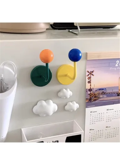 No-punch Powerful Magnetic Hook Iron+Wood Ball Home Hanging Hook R20231117 - Green