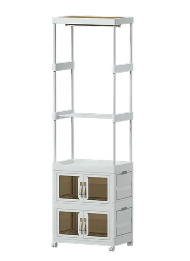 Clothes Organizer Floor Standing Pulley Rack with Drawer &amp; Foldable Cabinet 2255 Size L (W54 x D34 x H189.5)cm