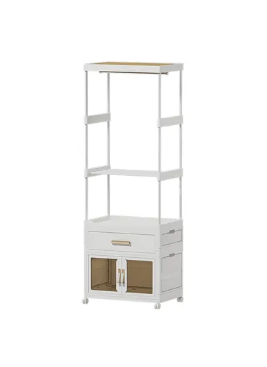 Clothes Organizer Floor Standing Pulley Rack with Drawer &amp; Foldable Cabinet 2255, Size L (W54 x D34 x H176.5)cm