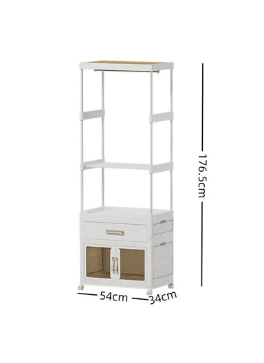Clothes Organizer Floor Standing Pulley Rack with Drawer &amp; Foldable Cabinet 2255, Size L (W54 x D34 x H176.5)cm