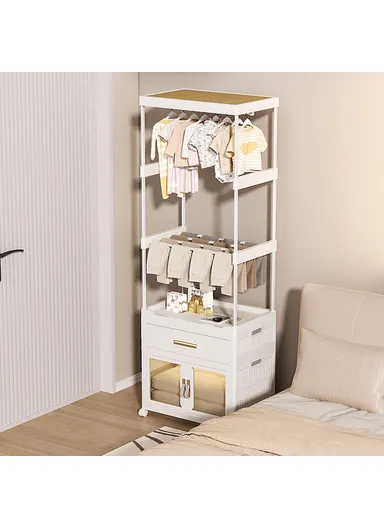 Clothes Organizer Floor Standing Pulley Rack with Drawer &amp; Foldable Cabinet 2255, Size L (W54 x D34 x H176.5)cm