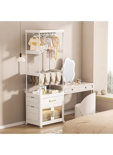 Clothes Organizer Floor Standing Pulley Rack with Drawer &amp; Foldable Cabinet 2255, Size L (W54 x D34 x H176.5)cm