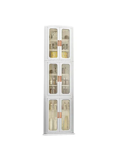 3-Layer Floor Corner Cabinet ABS+PP+PET Storage Drawer for Home 8829 (W47 x D30 x H162)cm - Tan