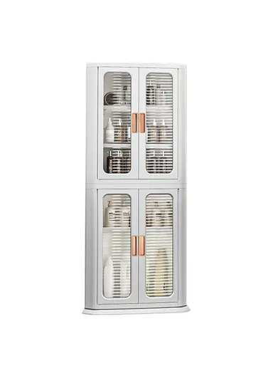 2-Layer Home Living Room Corner Cabinet ABS+PP+PET Storage Drawer 8829 (W47 x D30 x H109)cm - White