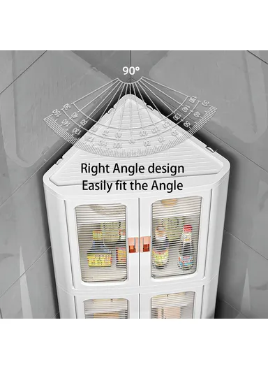 2-Layer Home Living Room Corner Cabinet ABS+PP+PET Storage Drawer 8829 (W47 x D30 x H109)cm - White