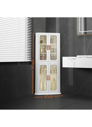 2-Layer Home Living Room Corner Cabinet ABS+PP+PET Storage Drawer 8829 (W47 x D30 x H109)cm - Tan