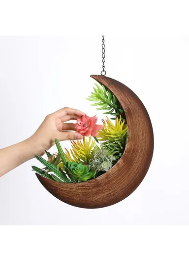 Hanging Plant Pot Indoor Outdoor Balcony Potted Flower Iron Display Basket 001-YL-221 - Barrel / Black