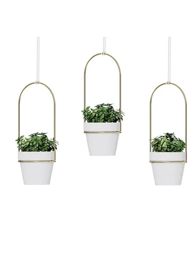 3-in-1 Hanging Planters Indoor Plant Flower Pot Holder 001- ZJ-SS01 - White