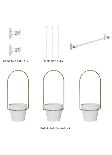 3-in-1 Hanging Planters Indoor Plant Flower Pot Holder 001- ZJ-SS01 - White