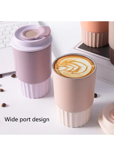 360ml Thermal Insulated Stainless Steel Coffee Mug For Hot Cold Drinks - Lavender Purple