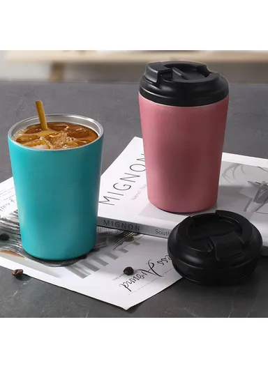 350ml 304 Stainless Steel Vacuum Insulated Cup Coffee Mug with Scale (BPA Free, No FDA) - Gold