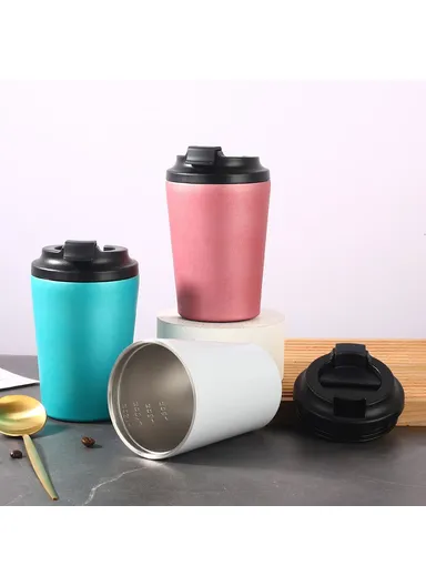 350ml 304 Stainless Steel Vacuum Insulated Cup Coffee Mug with Scale (BPA Free, No FDA) - Gold