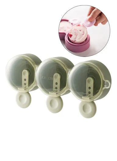 DIY Silicone Doughnut Ice Cream Mold Dessert Freezer Fruit Juice Milk Pop Ice Cube Mold with Sticks - Green