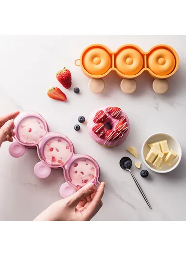 DIY Silicone Doughnut Ice Cream Mold Dessert Freezer Fruit Juice Milk Pop Ice Cube Mold with Sticks - Green