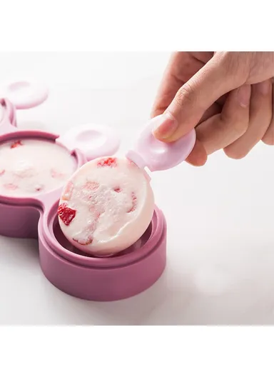 DIY Silicone Doughnut Ice Cream Mold Dessert Freezer Fruit Juice Milk Pop Ice Cube Mold with Sticks - Green